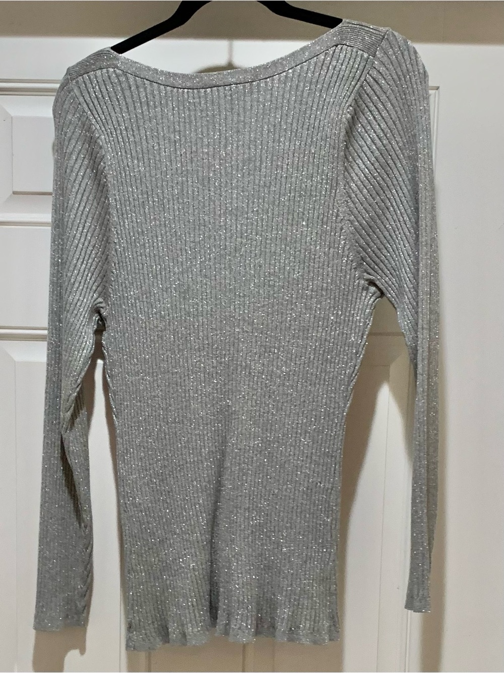Lane Bryant Sparkle Silver Ribbed Long Sleeve BODYCON Top NWOT 2X - Picture 5 of 6